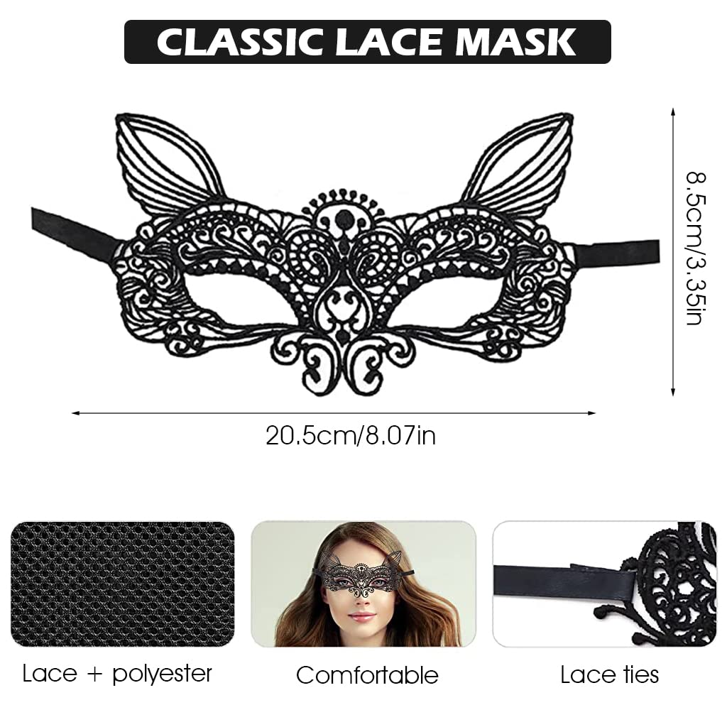 PATPAT Set of 2 Masquerade Masks Lace Eye Mask Cat Ears Headband for Women, Cute Halloween Mask Party Mask Costume for Cosplay Carnival Party Halloween Christmas Valentine Day (Elf) PATPAT Set of 2 Masquerade Masks Lace Eye Mask Cat Ears Headband for Women, Cute Halloween Mask Party Mask Costume for Cosplay Carnival Party Halloween Christmas Valentine Day (Elf)